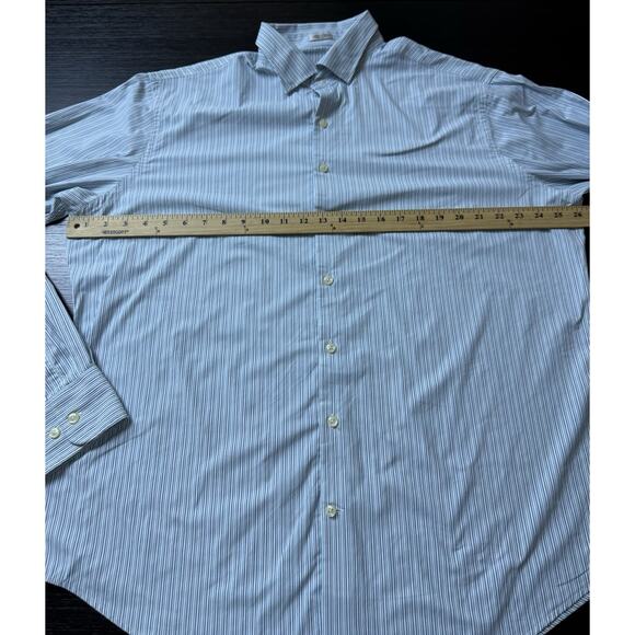 Peter Millar Crown Sport Button Up Shirt Size XL Blue/White Striped, Preppy - Picture 3 of 4